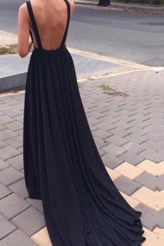 Gorgeous Ruffles V-neck Spandex Court Train Sleeveless Prom Dress-ballbellauk