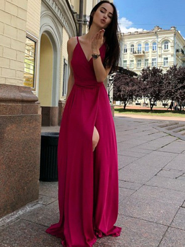 Gorgeous Satin Chiffon Ruffles Sleeveless Prom Dress-ballbellauk