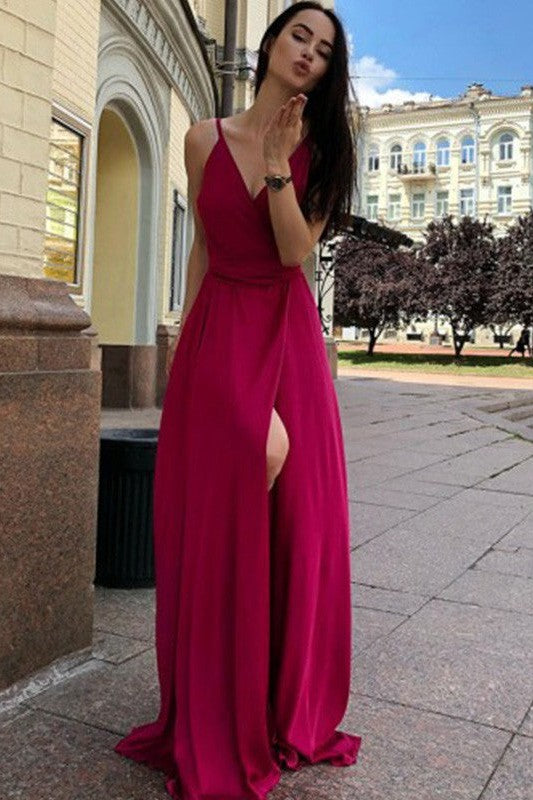 Gorgeous Satin Chiffon Ruffles Sleeveless Prom Dress-ballbellauk