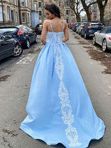 Gorgeous Satin Lace Sweetheart Sleeveless Prom Dress-ballbellauk