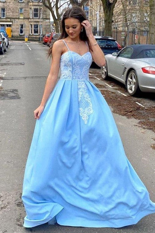 Gorgeous Satin Lace Sweetheart Sleeveless Prom Dress-ballbellauk