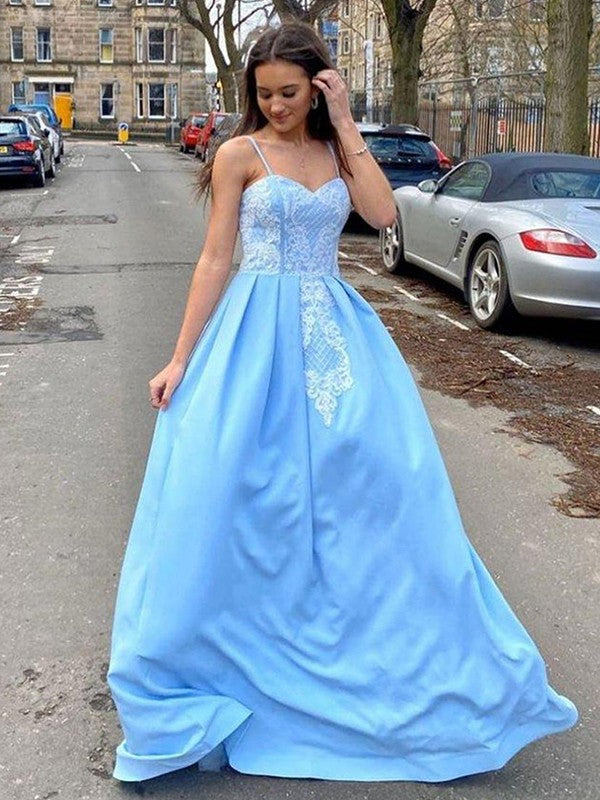 Gorgeous Satin Lace Sweetheart Sleeveless Prom Dress-ballbellauk