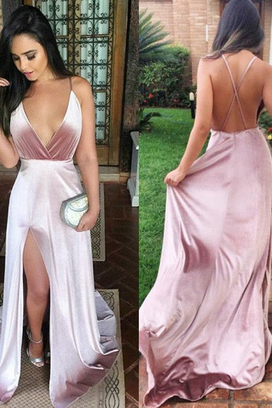 Gorgeous Satin Ruched V-neck Sleeveless Prom Dress-ballbellauk