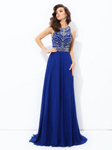 Gorgeous Scoop Beading Sleeveless Long Evening Dress Chiffon-ballbellauk