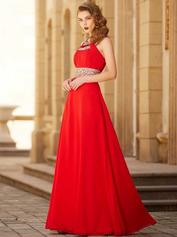 Gorgeous Scoop Beading Sleeveless Long Evening Dress Chiffon-ballbellauk