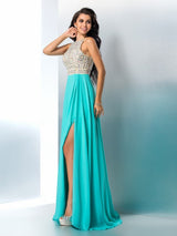 Gorgeous Scoop Beading Sleeveless Long Evening Dress Chiffon-ballbellauk