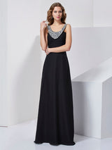 Gorgeous Scoop Beading Sleeveless Long Evening Dress Chiffon-ballbellauk