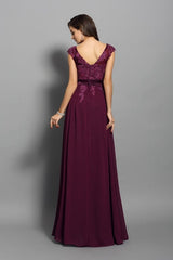 Gorgeous Scoop With Appliques Sleeveless Long Evening Dress Chiffon-ballbellauk