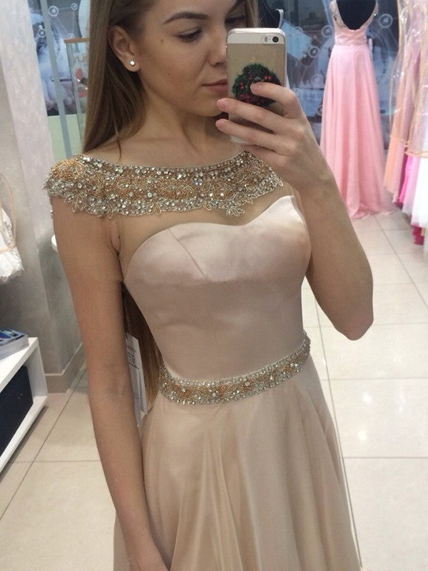 Gorgeous Short Sleeves Crystal Tulle Prom Dress-ballbellauk