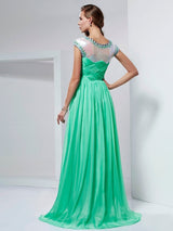 Gorgeous Short Sleeves Ruffles Long Evening Dress Chiffon-ballbellauk