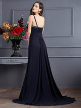 Gorgeous Spaghetti-Straps Beading Sleeveless Long Evening Dress Chiffon-ballbellauk