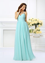 Gorgeous Spaghetti-Straps Pleats Sleeveless Long Evening Dress Chiffon-ballbellauk