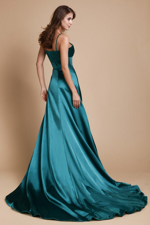 Gorgeous Spaghetti-Straps Sleeveless Long Ruffles Elastic Woven Elegant Evening Dress-ballbellauk