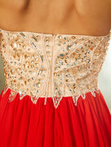 Gorgeous Strapless Beading Sleeveless Chiffon Prom Dress-ballbellauk