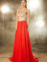 Gorgeous Strapless Beading Sleeveless Chiffon Prom Dress-ballbellauk