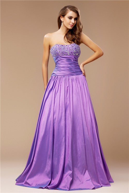 Gorgeous Strapless Beading Sleeveless Long Evening Dress-ballbellauk