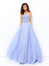 Gorgeous Strapless Beading Sleeveless Long Evening Dress Chiffon-ballbellauk