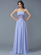 Gorgeous Strapless Beading Sleeveless Long Evening Dress Chiffon-ballbellauk