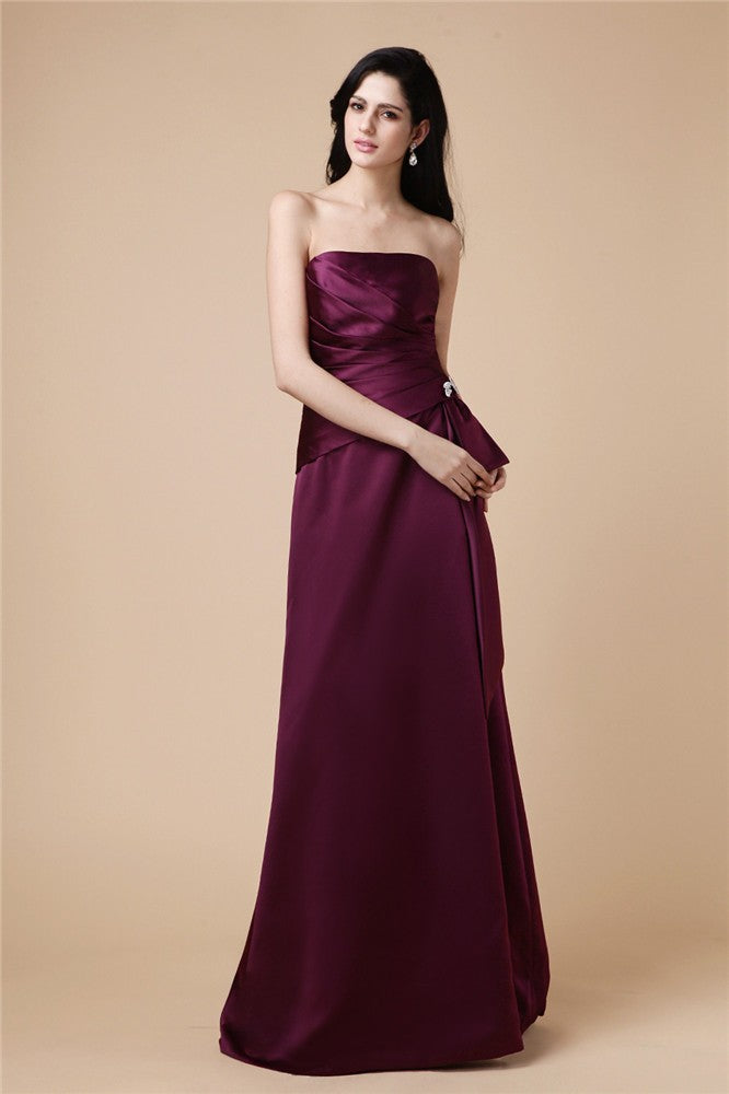 Gorgeous Strapless Beading Sleeveless Pleats Long Elegant Evening Dress-ballbellauk