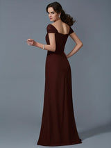 Gorgeous Strapless Short Sleeves Long Evening Dress Chiffon-ballbellauk