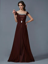 Gorgeous Strapless Short Sleeves Long Evening Dress Chiffon-ballbellauk