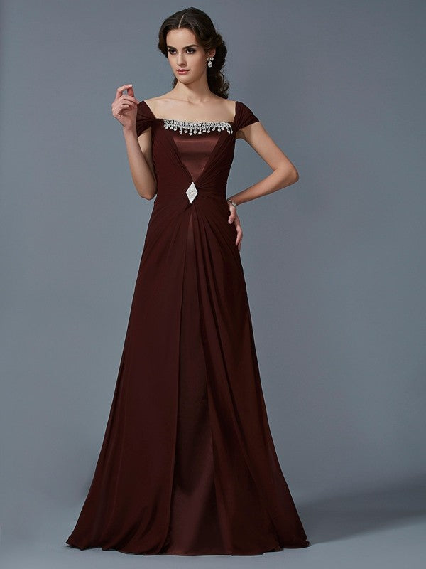 Gorgeous Strapless Short Sleeves Long Evening Dress Chiffon-ballbellauk