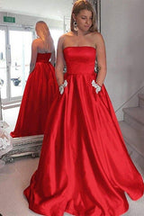 Gorgeous Strapless Sleeveless Beading Prom Dress with Satin-ballbellauk