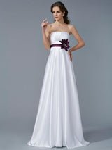 Gorgeous Strapless Sleeveless Hand-Made Flower Long Elegant Evening Dress-ballbellauk