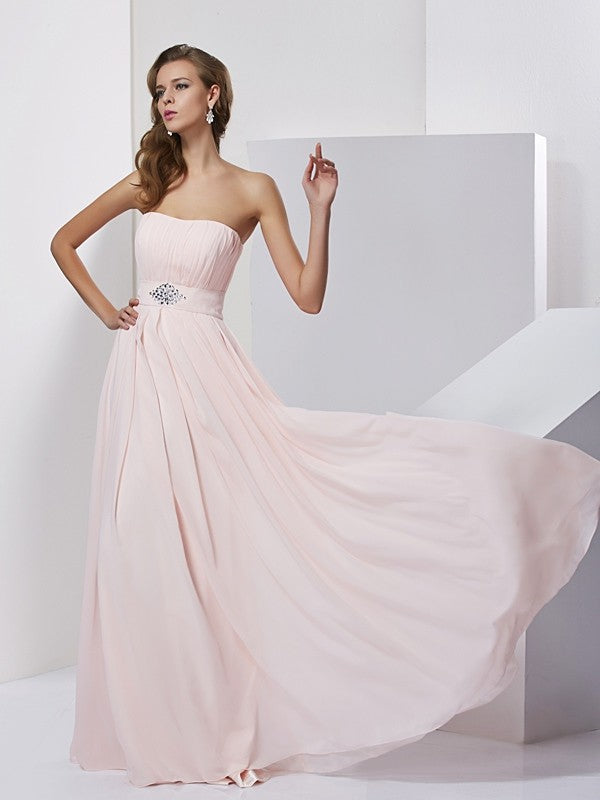 Gorgeous Strapless Sleeveless Long Evening Dress Chiffon-ballbellauk