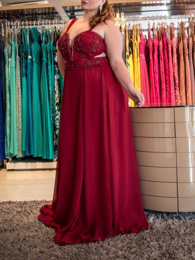 Gorgeous Straps Beading Sleeveless Chiffon Plus Size Prom Dress-ballbellauk