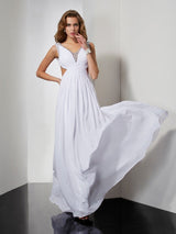 Gorgeous Straps Beading Sleeveless Long Evening Dress Chiffon-ballbellauk