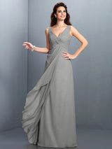 Gorgeous Straps Pleats Sleeveless Long Chiffon Bridesmaid Prom Dress-ballbellauk