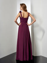 Gorgeous Straps Sleeveless Hand-Made Flower Long Evening Dress Chiffon-ballbellauk