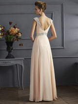 Gorgeous Straps Sleeveless Long Beading Evening Dress Chiffon-ballbellauk