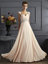 Gorgeous Straps Sleeveless Long Beading Evening Dress Chiffon-ballbellauk