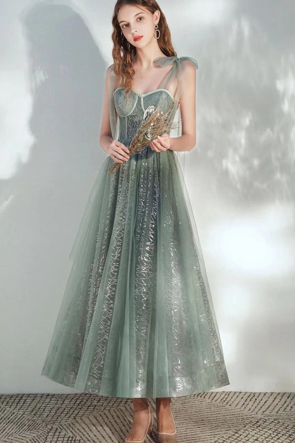 Gorgeous Sweetheart A-Line Sequins Prom Dress UK with Tulle Straps-ballbellauk