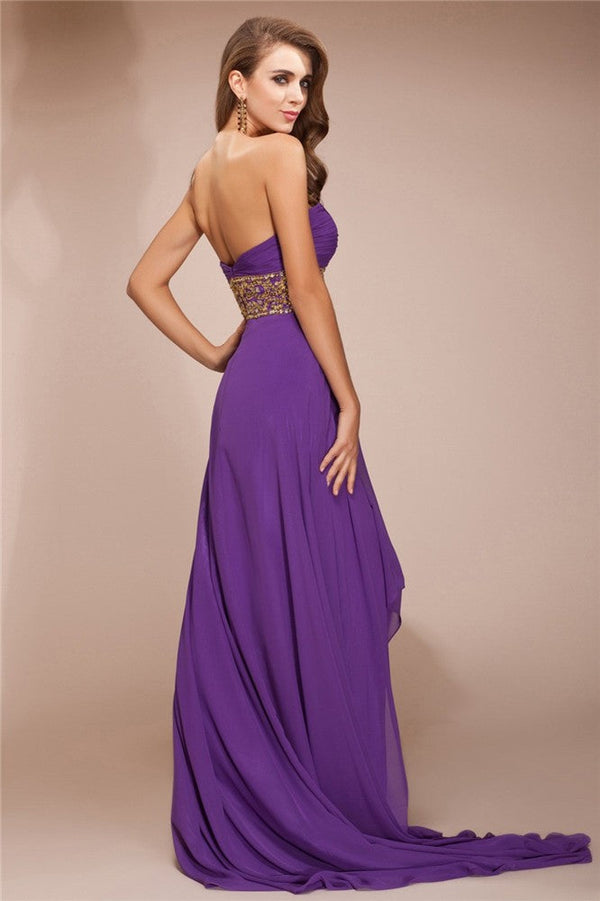 Gorgeous Sweetheart Beading Sleeveless Hi-Lo Evening Dress Chiffon-ballbellauk