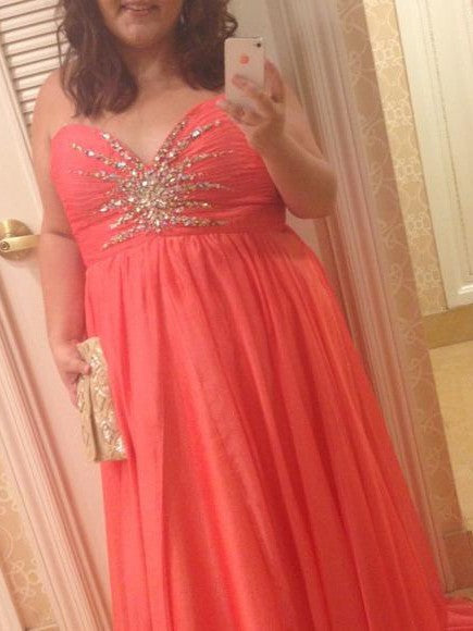 Gorgeous Sweetheart Beading Sleeveless Long Chiffon Plus Size Prom Dress-ballbellauk