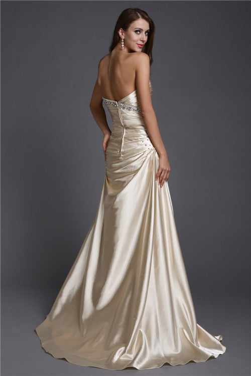 Gorgeous Sweetheart Beading Sleeveless Long Elastic Woven Elegant Evening Dress-ballbellauk