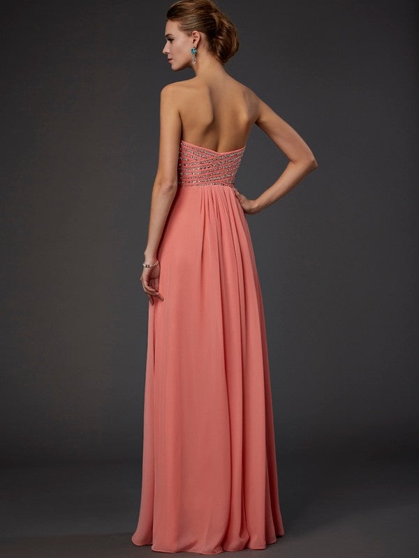 Gorgeous Sweetheart Beading Sleeveless Long Evening Dress Chiffon-ballbellauk