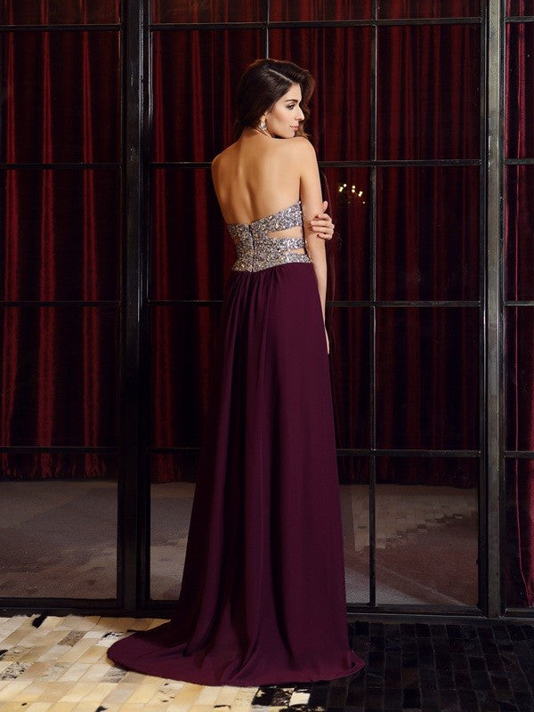 Gorgeous Sweetheart Beading Sleeveless Long Evening Dress Chiffon-ballbellauk