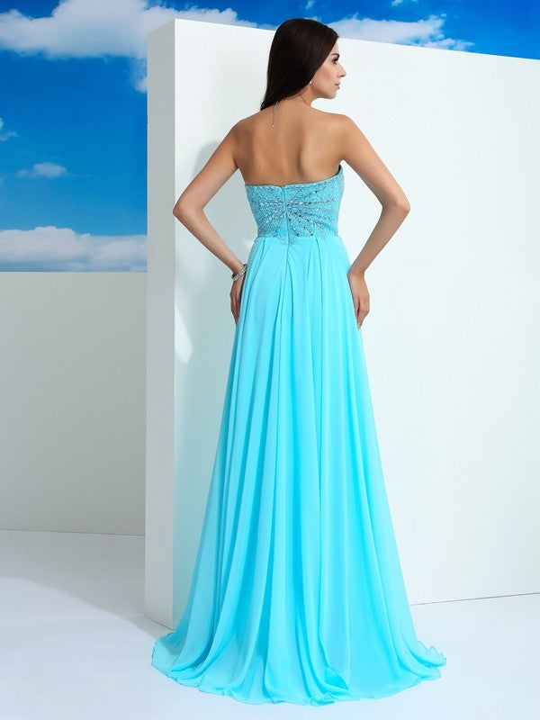 Gorgeous Sweetheart Beading Sleeveless Long Evening Dress Chiffon-ballbellauk