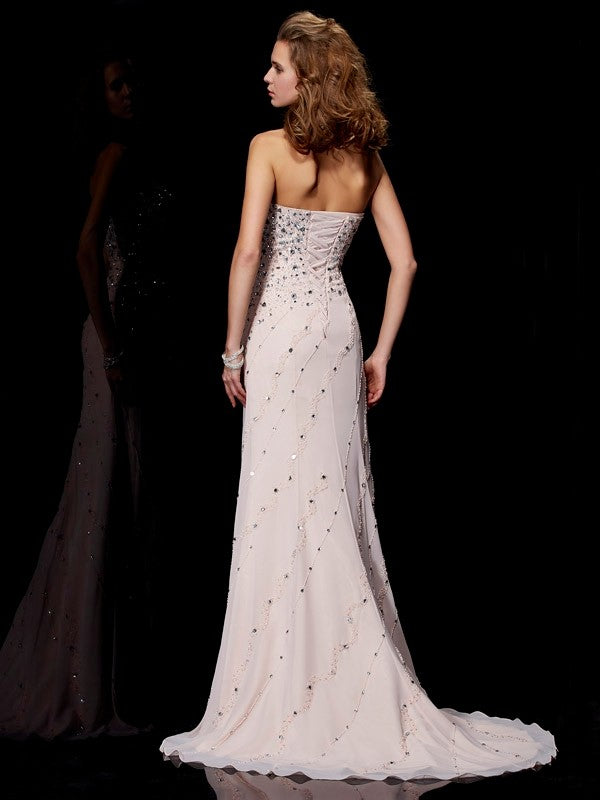 Gorgeous Sweetheart Beading Sleeveless Long Evening Dress Chiffon-ballbellauk