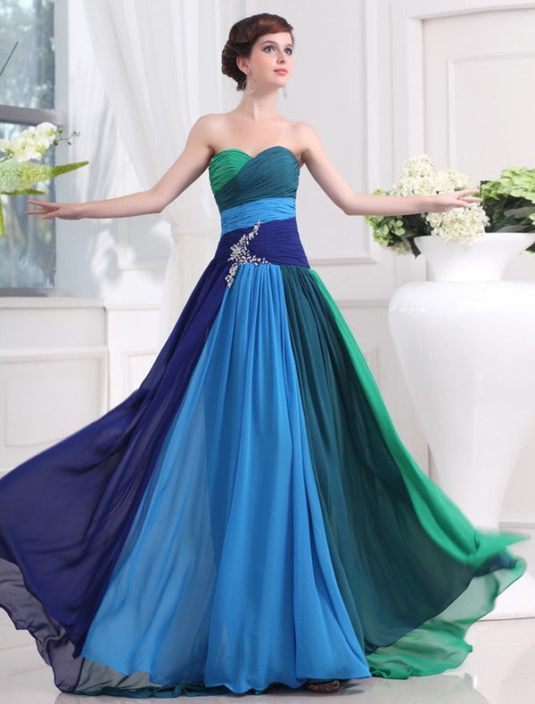 Gorgeous Sweetheart Beading Sleeveless Long Evening Dress Chiffon-ballbellauk