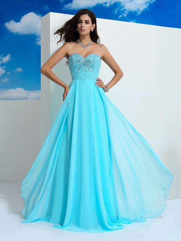 Gorgeous Sweetheart Beading Sleeveless Long Evening Dress Chiffon-ballbellauk