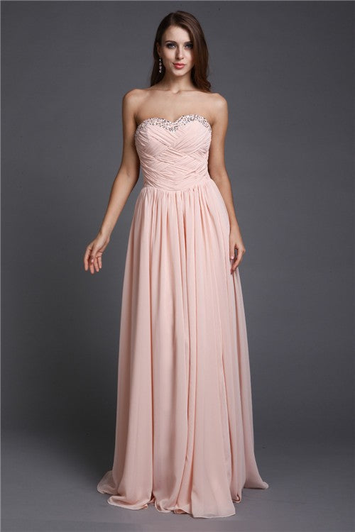 Gorgeous Sweetheart Beading Sleeveless Long Evening Dress Chiffon-ballbellauk