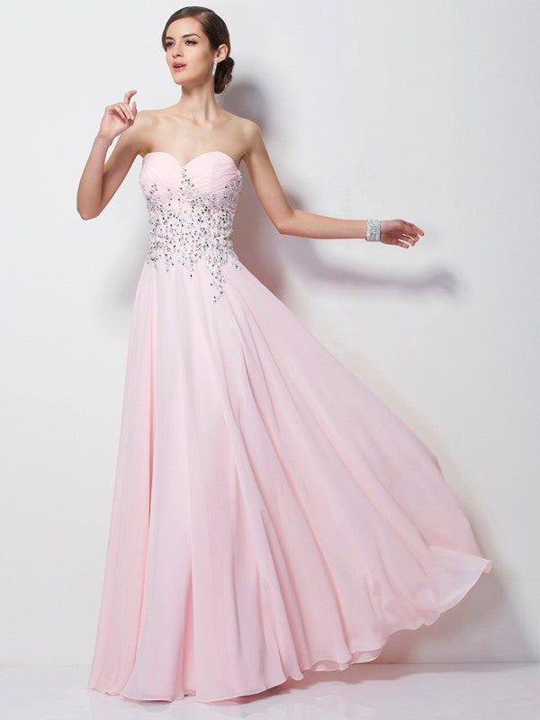 Gorgeous Sweetheart Beading Sleeveless Long Evening Dress Chiffon-ballbellauk