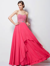 Gorgeous Sweetheart Beading Sleeveless Long Evening Dress Chiffon-ballbellauk