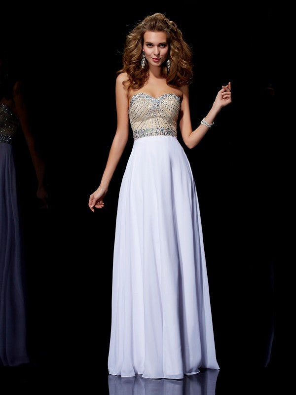 Gorgeous Sweetheart Beading Sleeveless Long Evening Dress Chiffon-ballbellauk