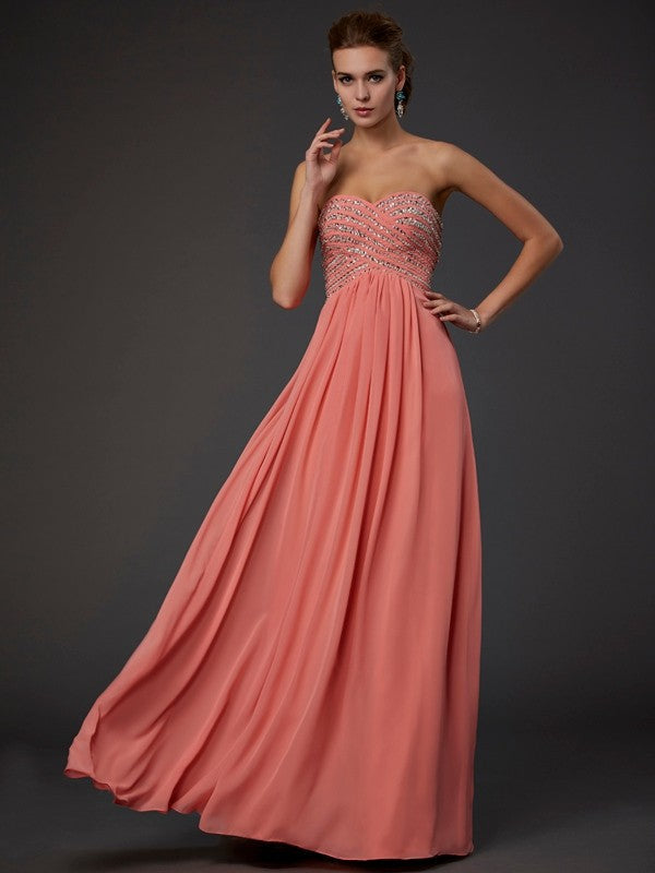 Gorgeous Sweetheart Beading Sleeveless Long Evening Dress Chiffon-ballbellauk